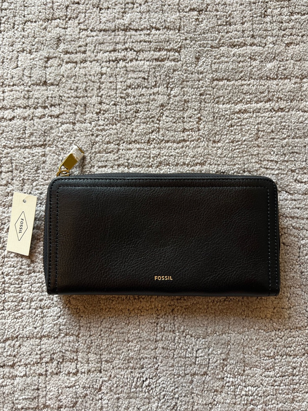 Fossil RFID Logan Zip Black Leather Wallet